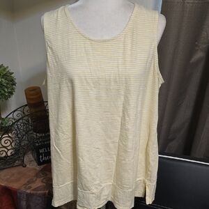 Lands' End Soft Yellow Striped Tank Top